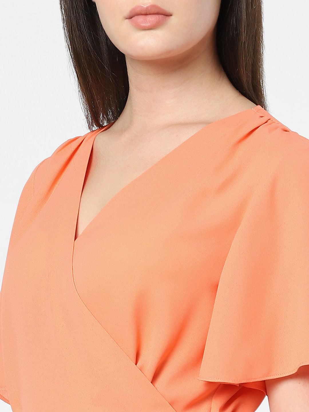 Orange Mock Wrap Top