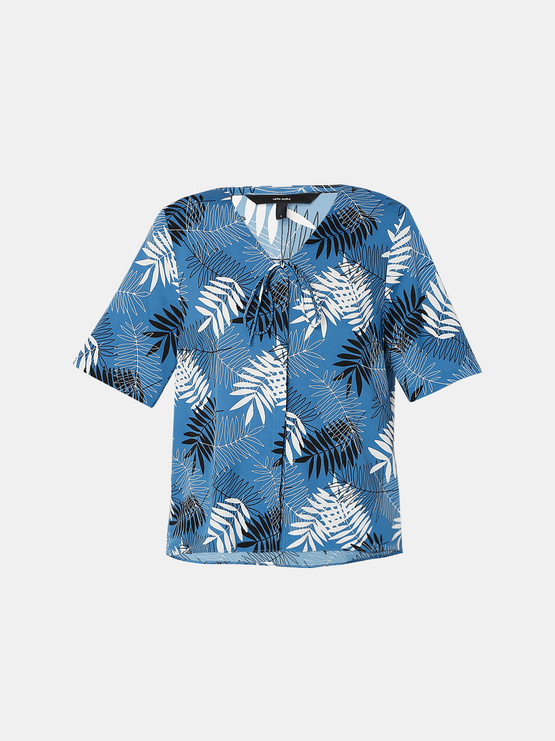 Blue Tropical Print Top