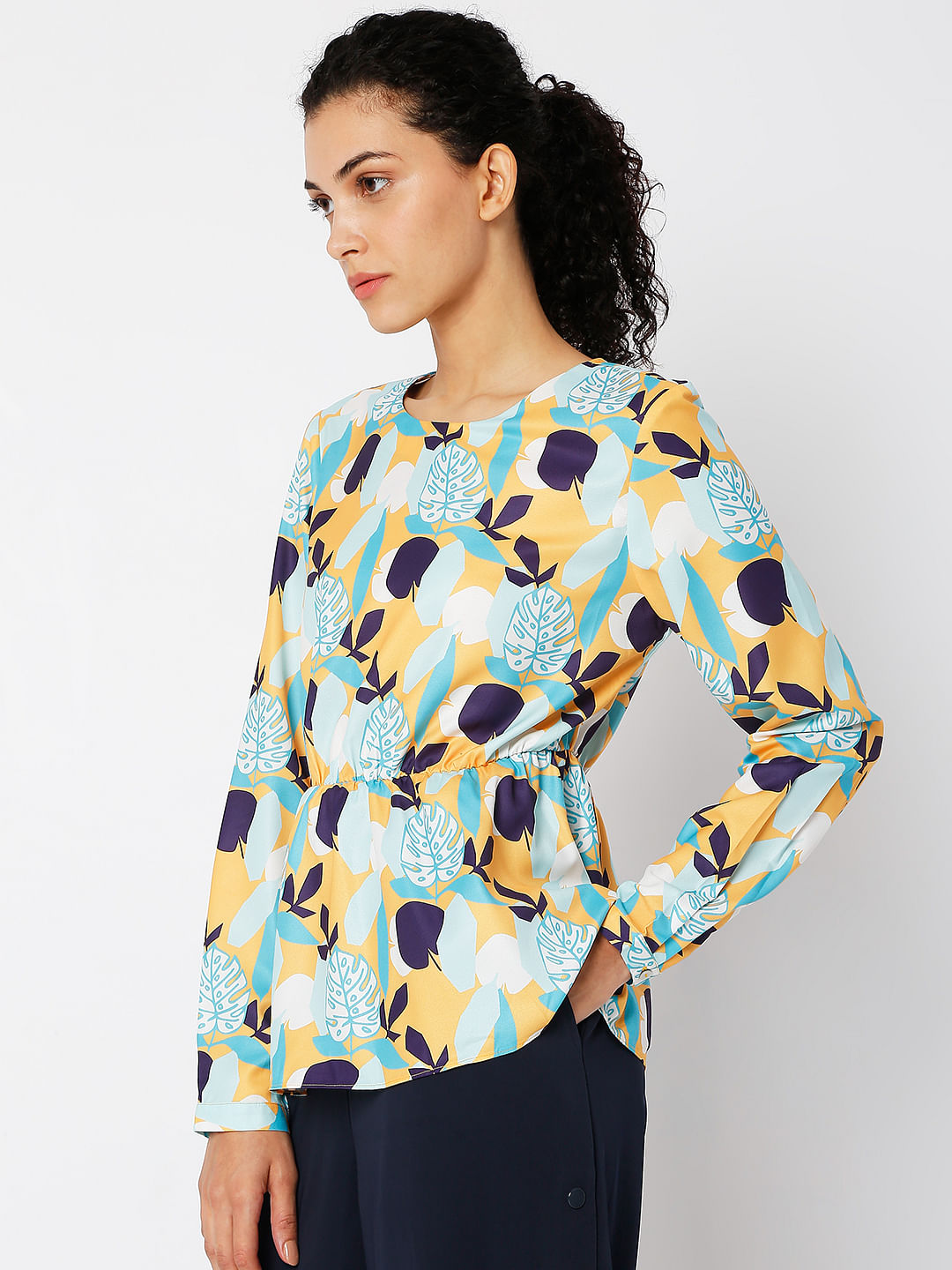 Green Floral Print Top