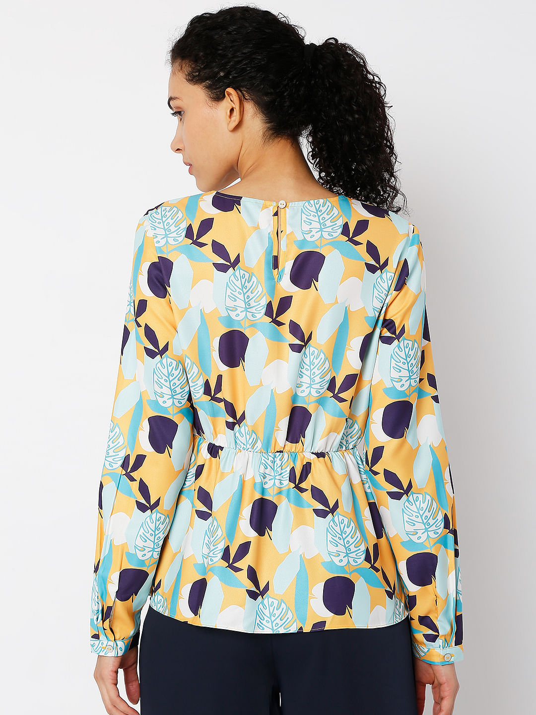 Green Floral Print Top