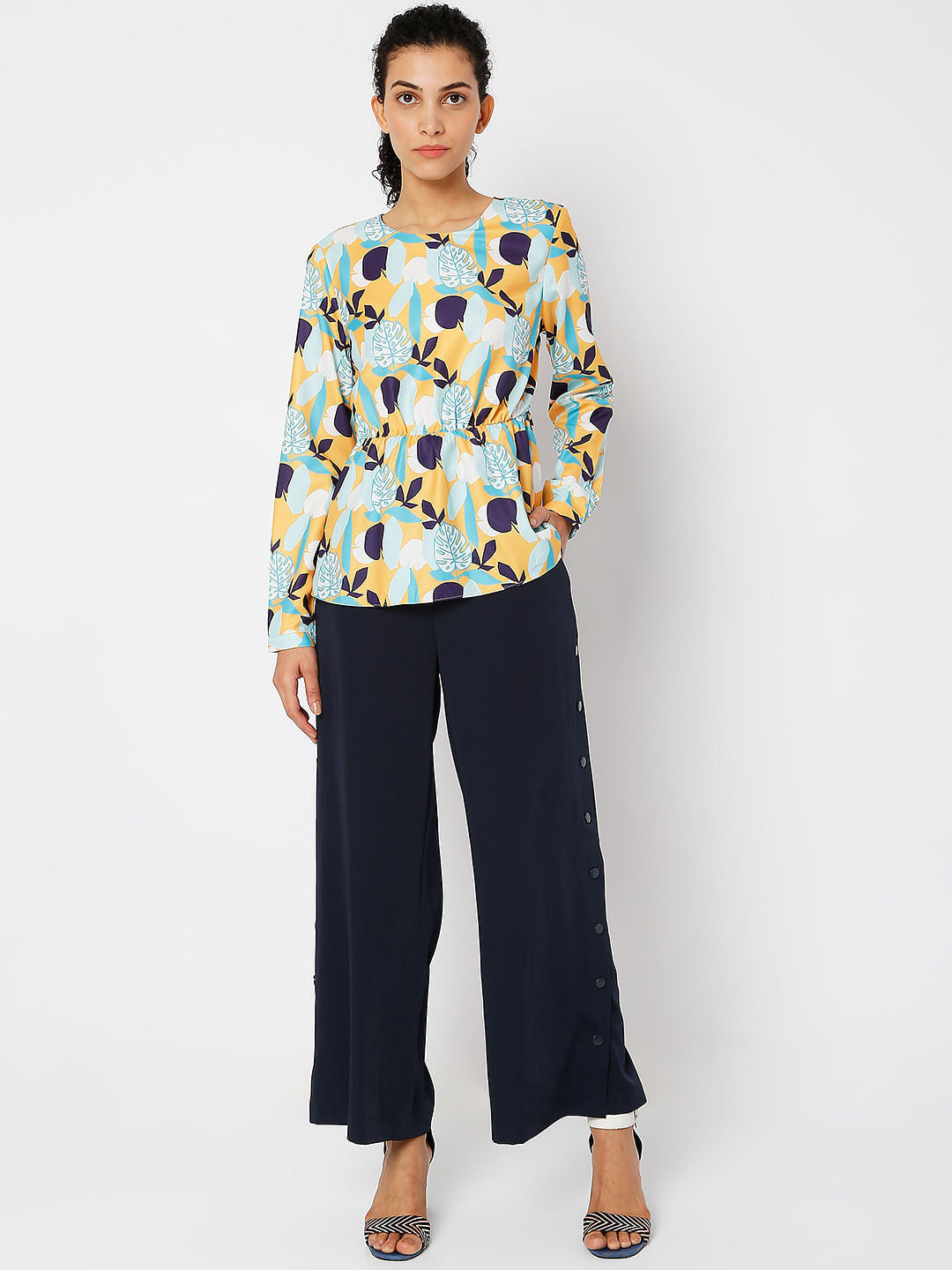 Green Floral Print Top