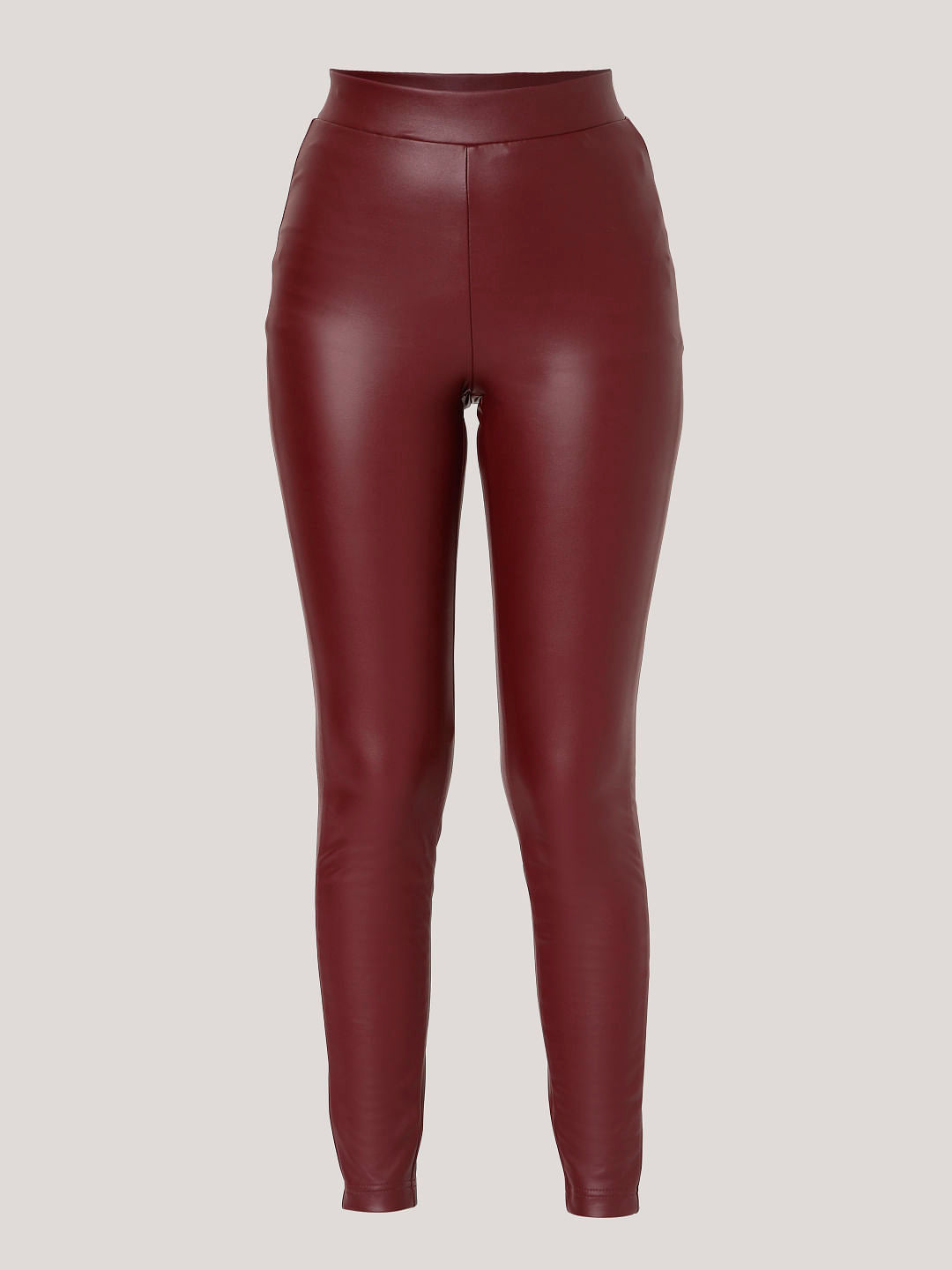 Maroon Faux Leather Leggings