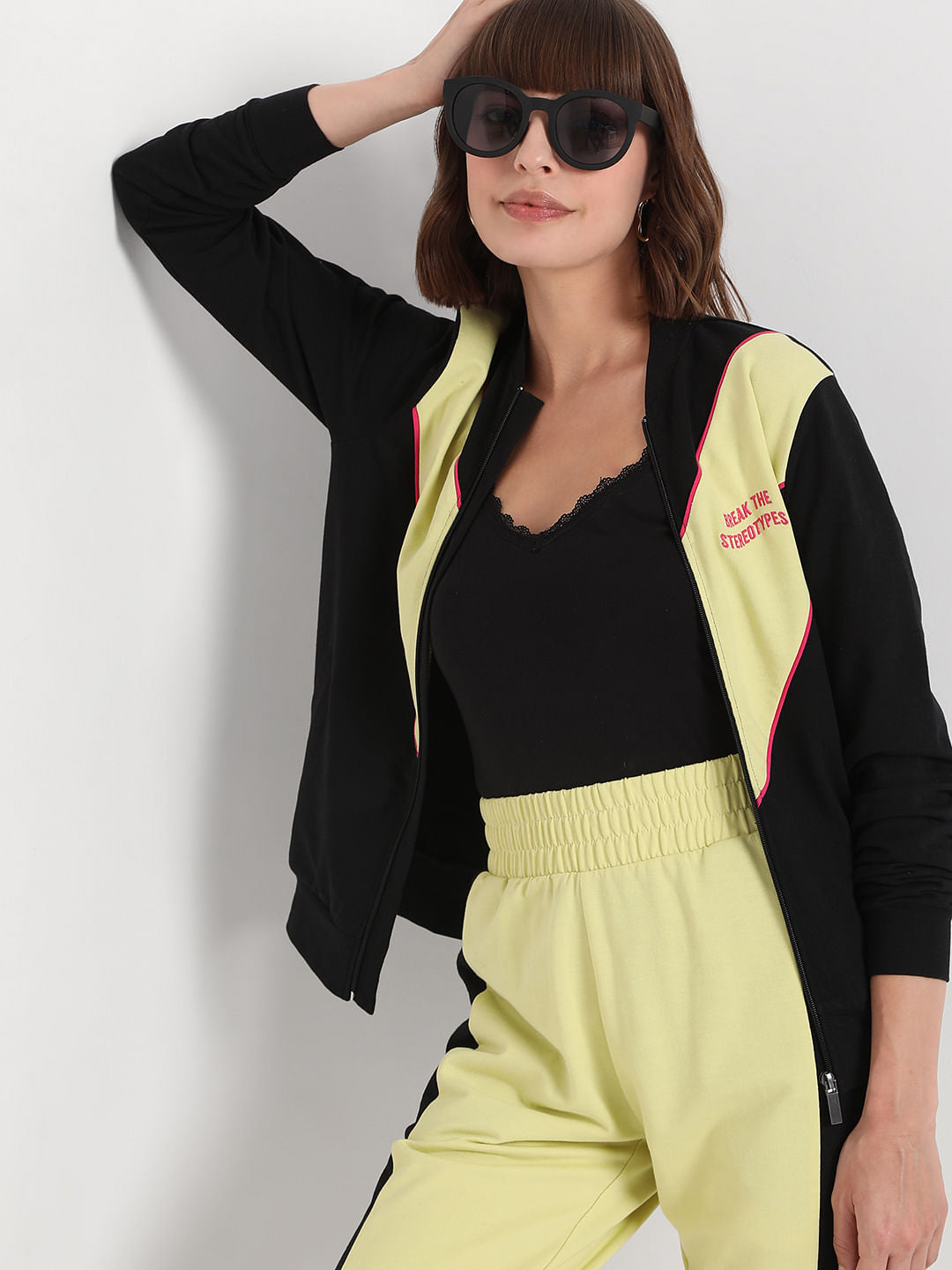 Green Colourblocked Co-Ord Sweatshirt