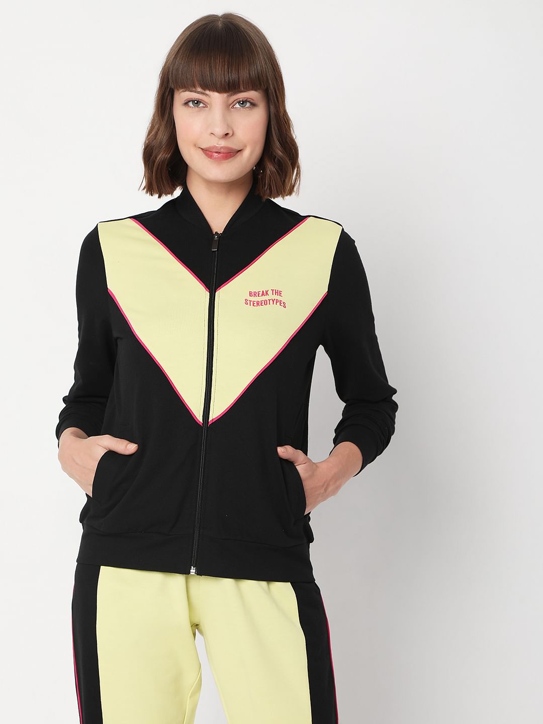 Green Colourblocked Co-Ord Sweatshirt