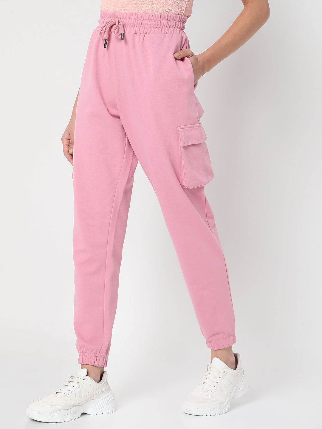 Pink High Rise Cargo Co-Ord Set Joggers