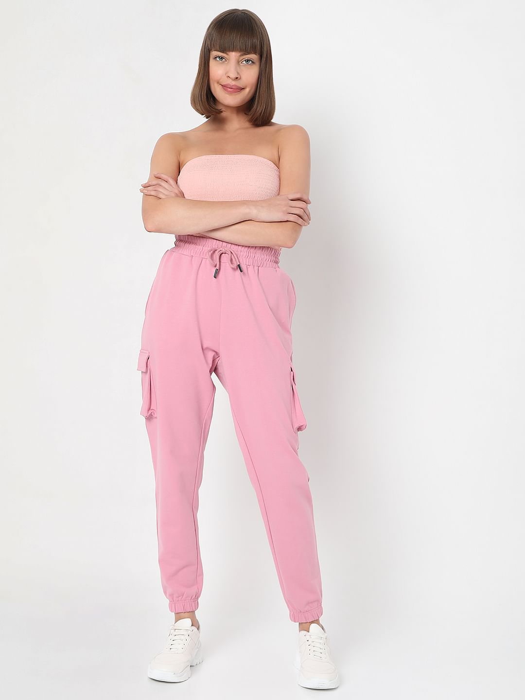 Pink High Rise Cargo Co-Ord Set Joggers