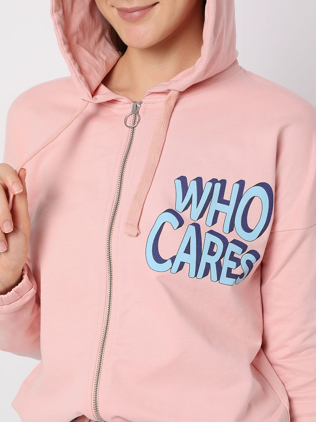 Pink Zip-Up Hooded Sweatshirt