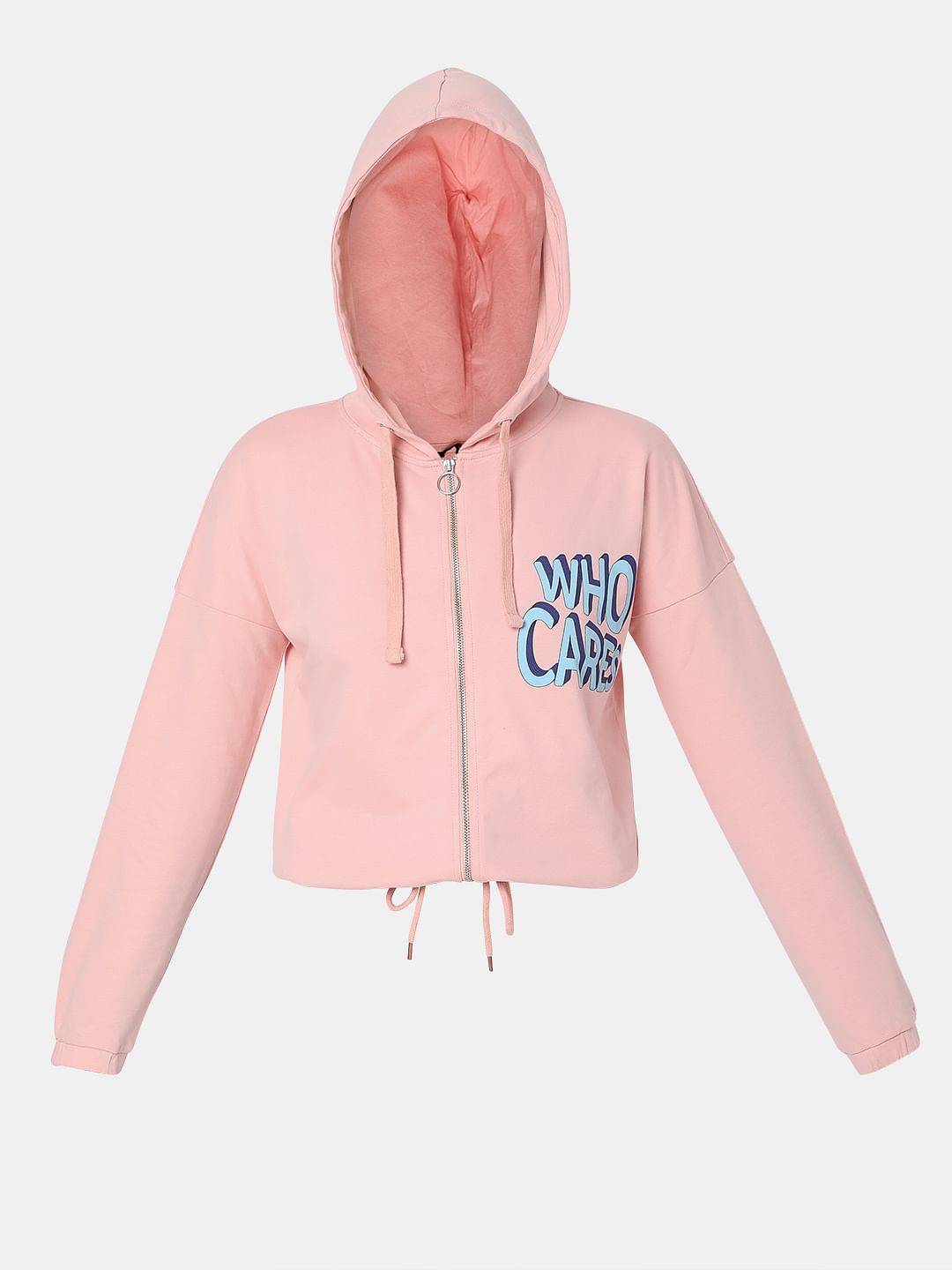 Pink Zip-Up Hooded Sweatshirt