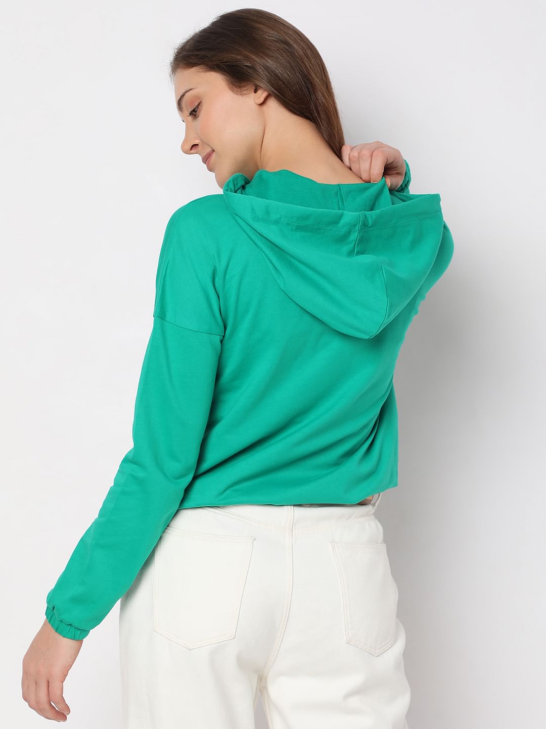 Green Zip-Up Hooded Sweatshirt
