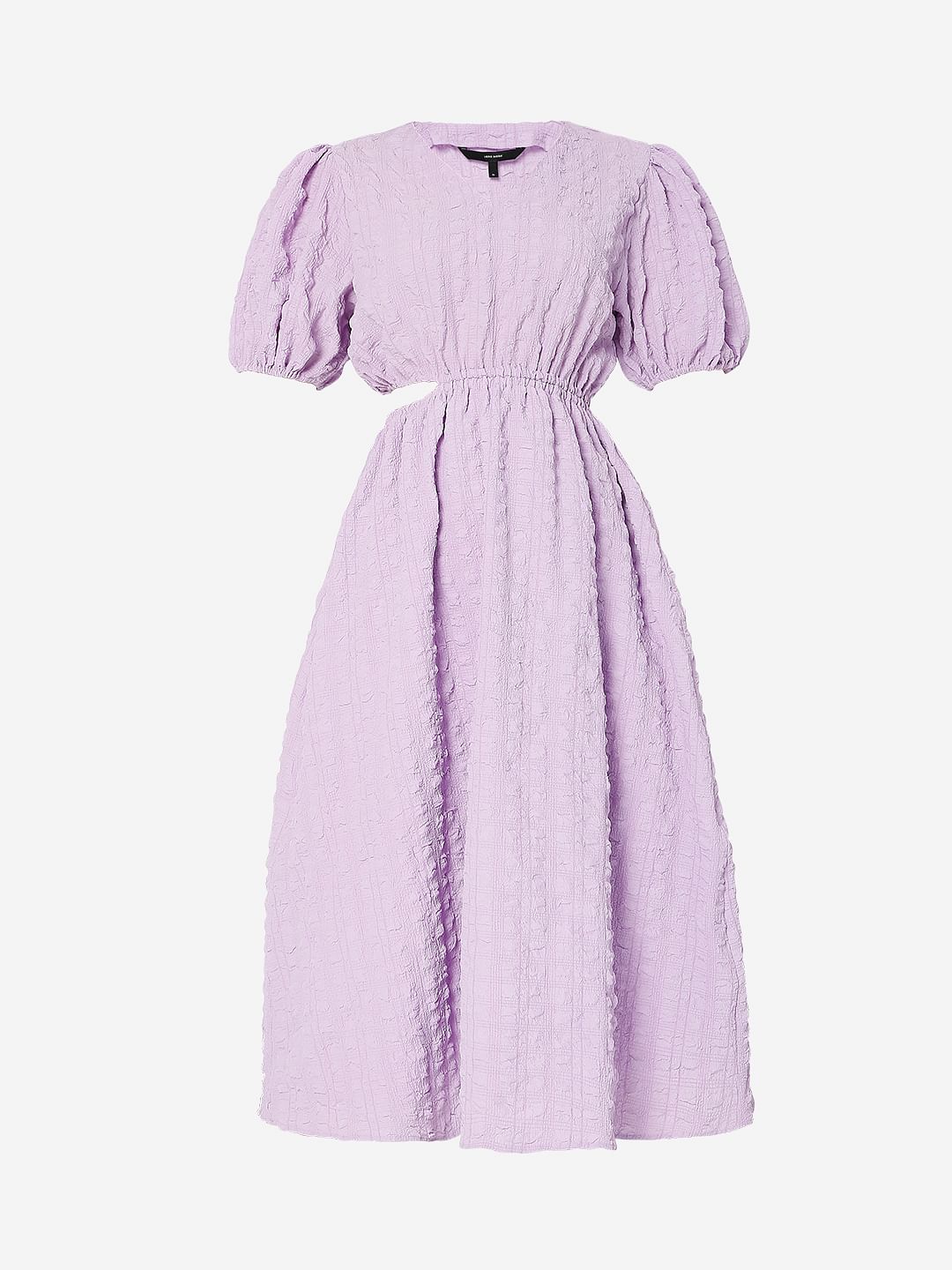 Lilac Textured Midi Dress