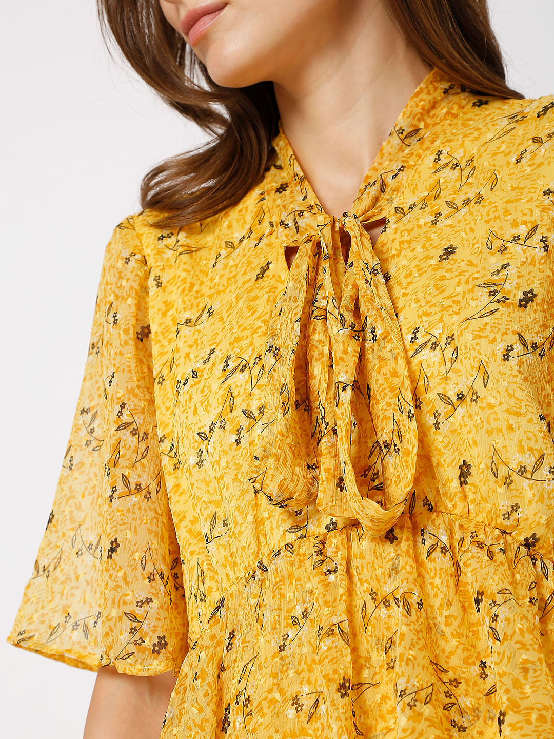 Yellow Floral Midi Dress