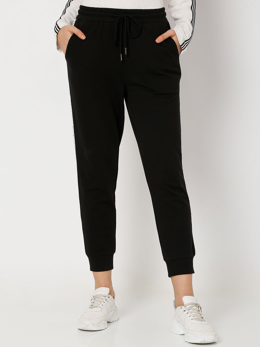 Black High Rise Tape Detail Co-Ord Set Sweatpants