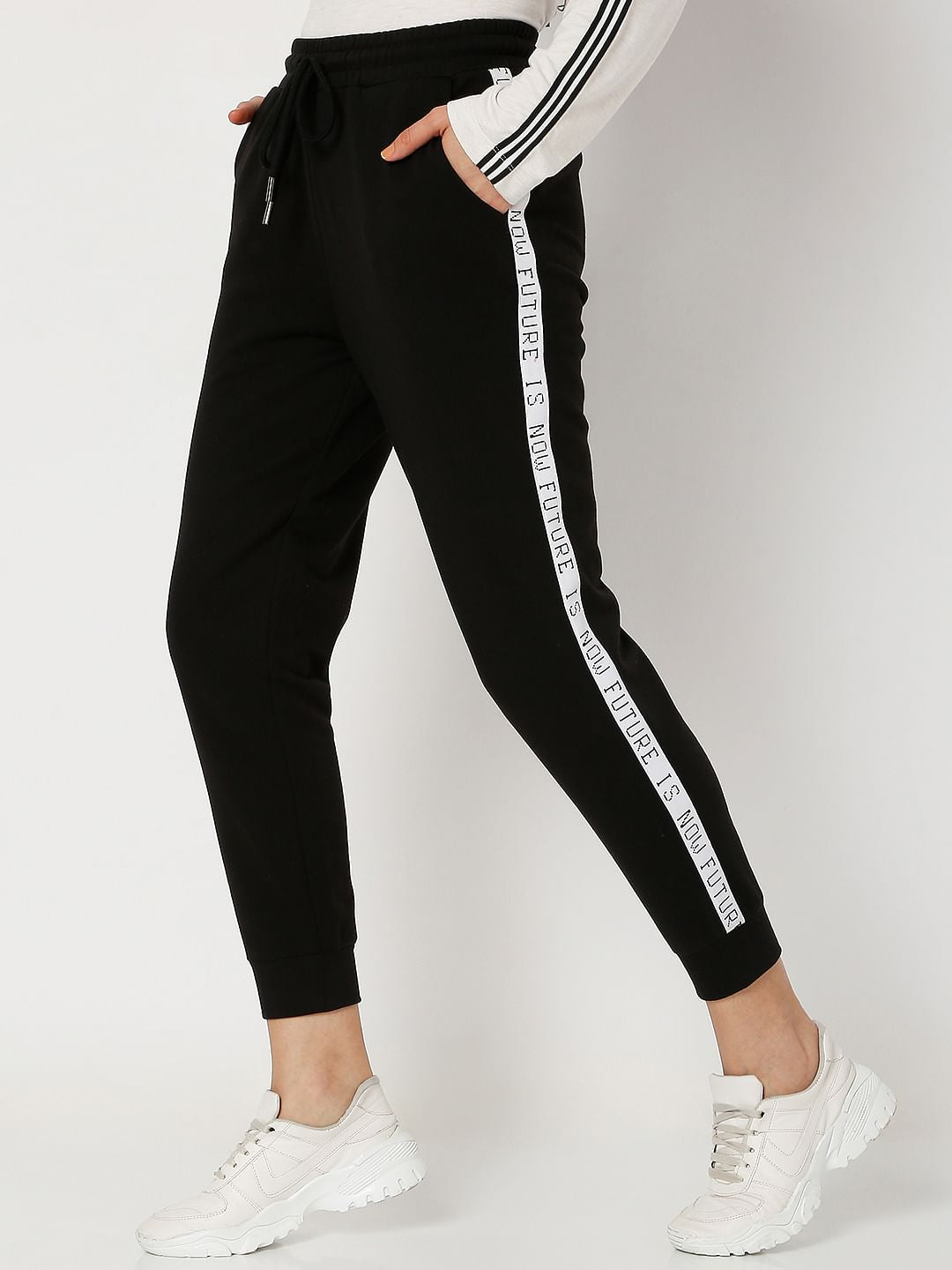Black High Rise Tape Detail Co-Ord Set Sweatpants