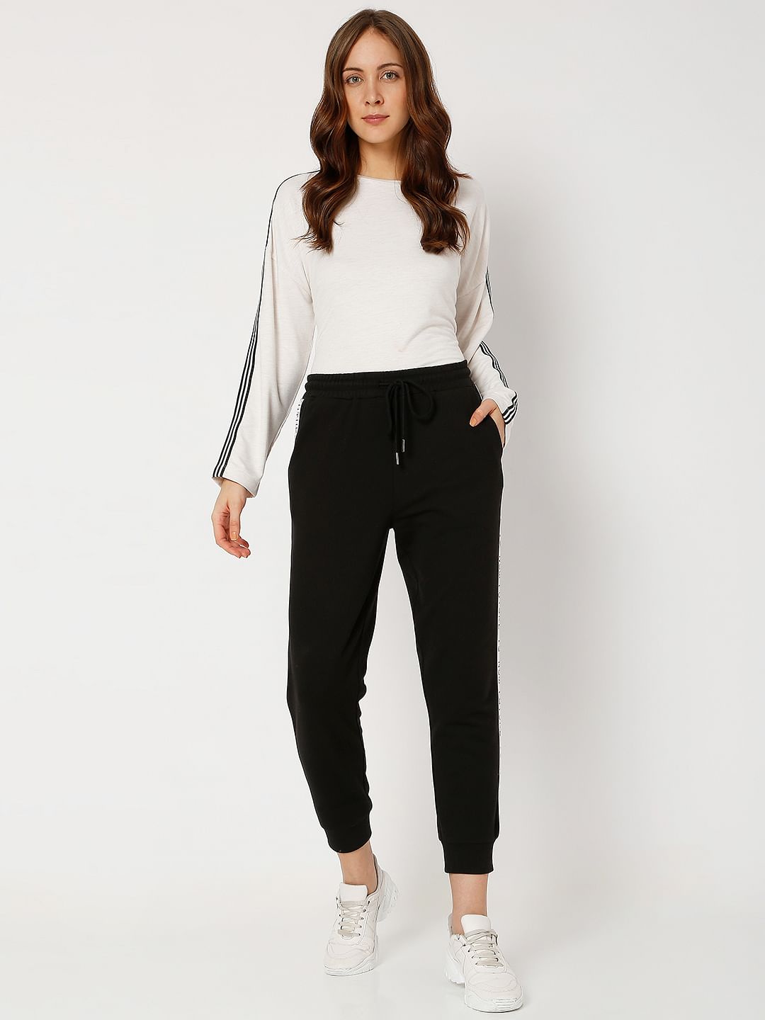 Black High Rise Tape Detail Co-Ord Set Sweatpants