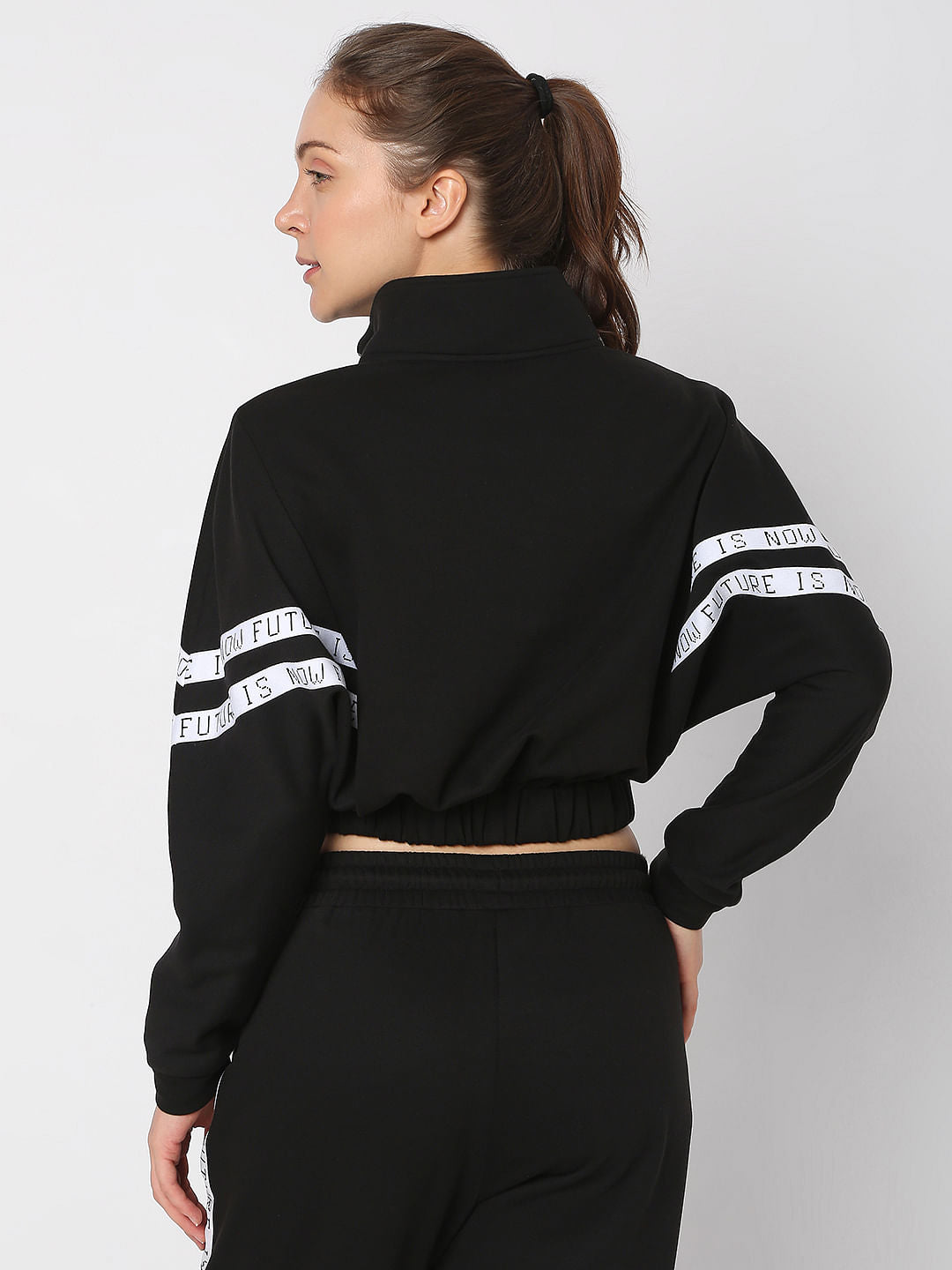 Black Cropped Co-Ord Sweatshirt