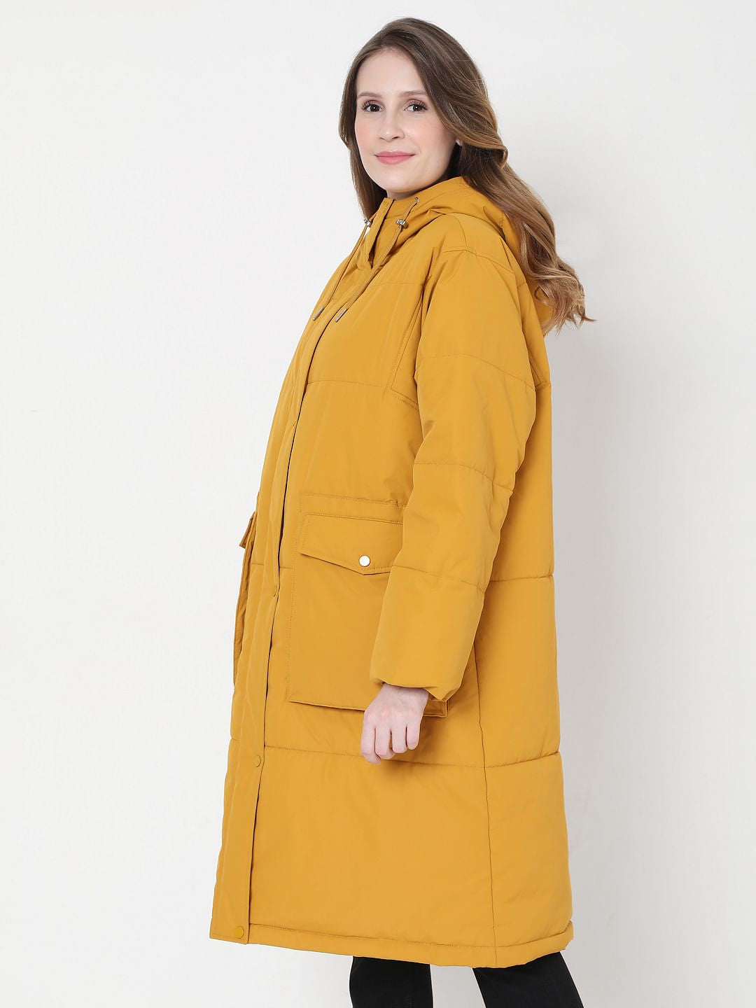 Mustard Yellow Puffer Long Jacket