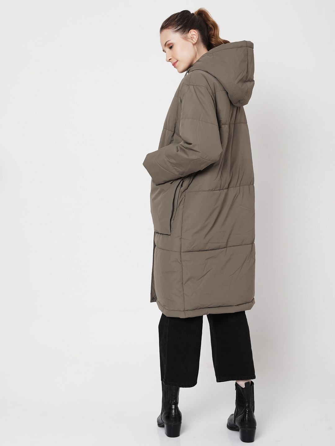 Grey Long Padded Jacket