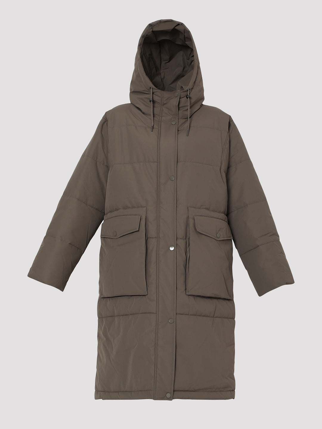 Grey Long Padded Jacket