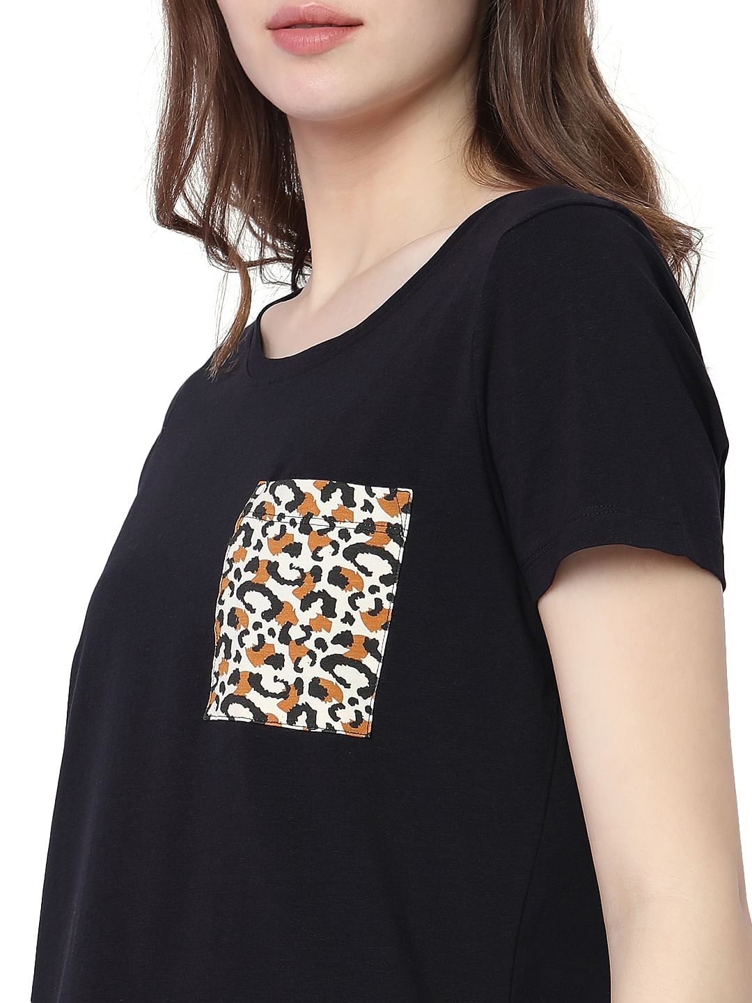 Navy Blue Animal Print T-Shirts & Shorts Night Suit-Set