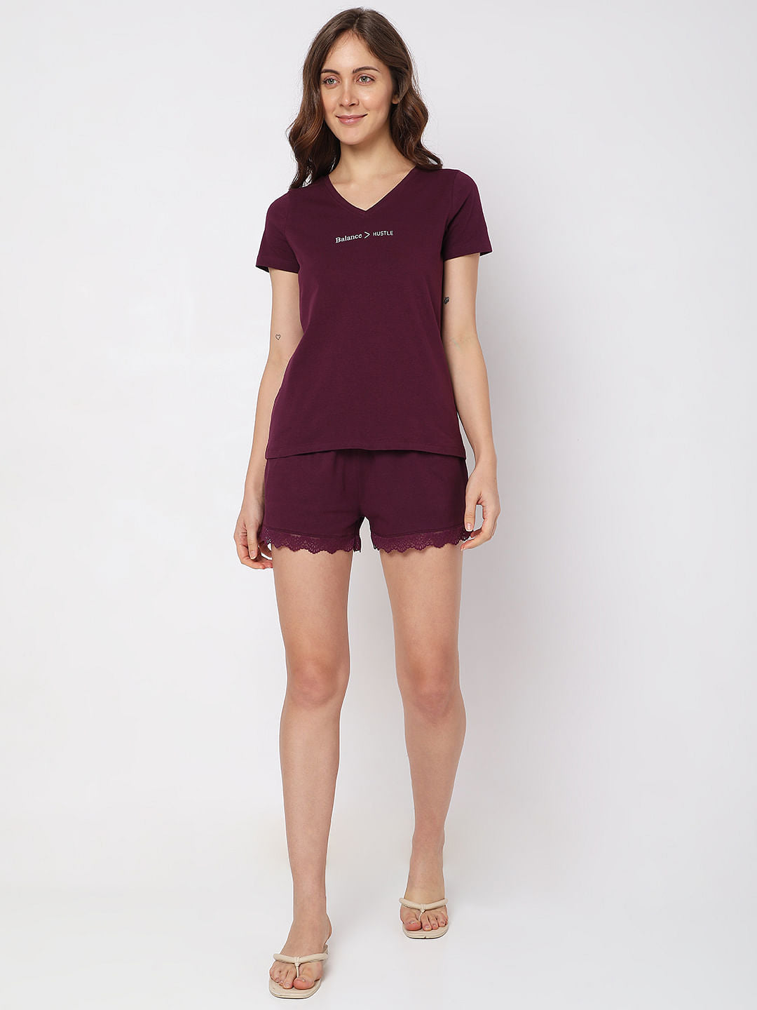 Dark Purple T-Shirt & Shorts Set