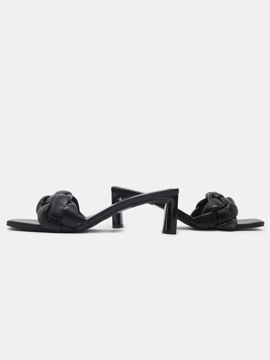 Black Braided Block Heels