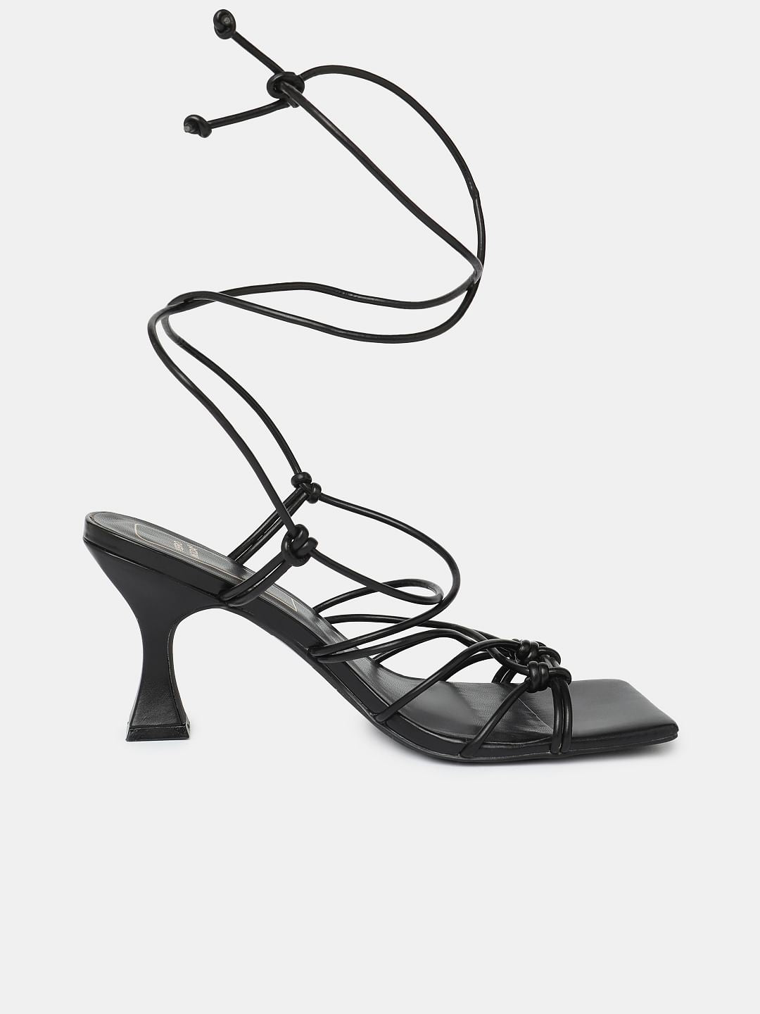Black Tie-Up Heels