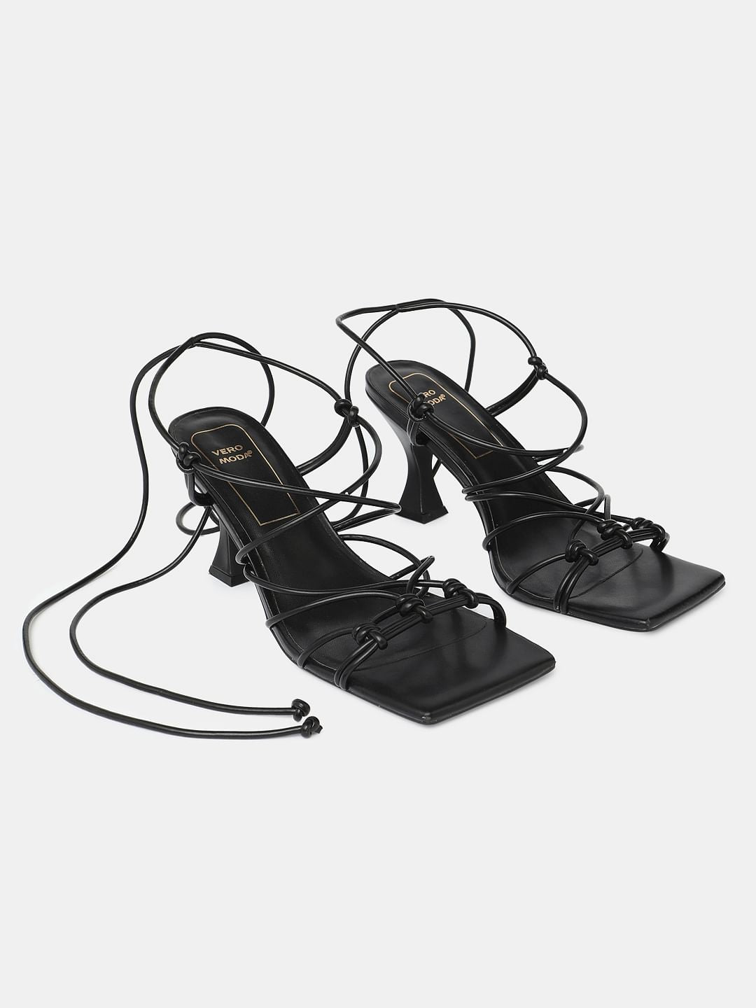 Black Tie-Up Heels
