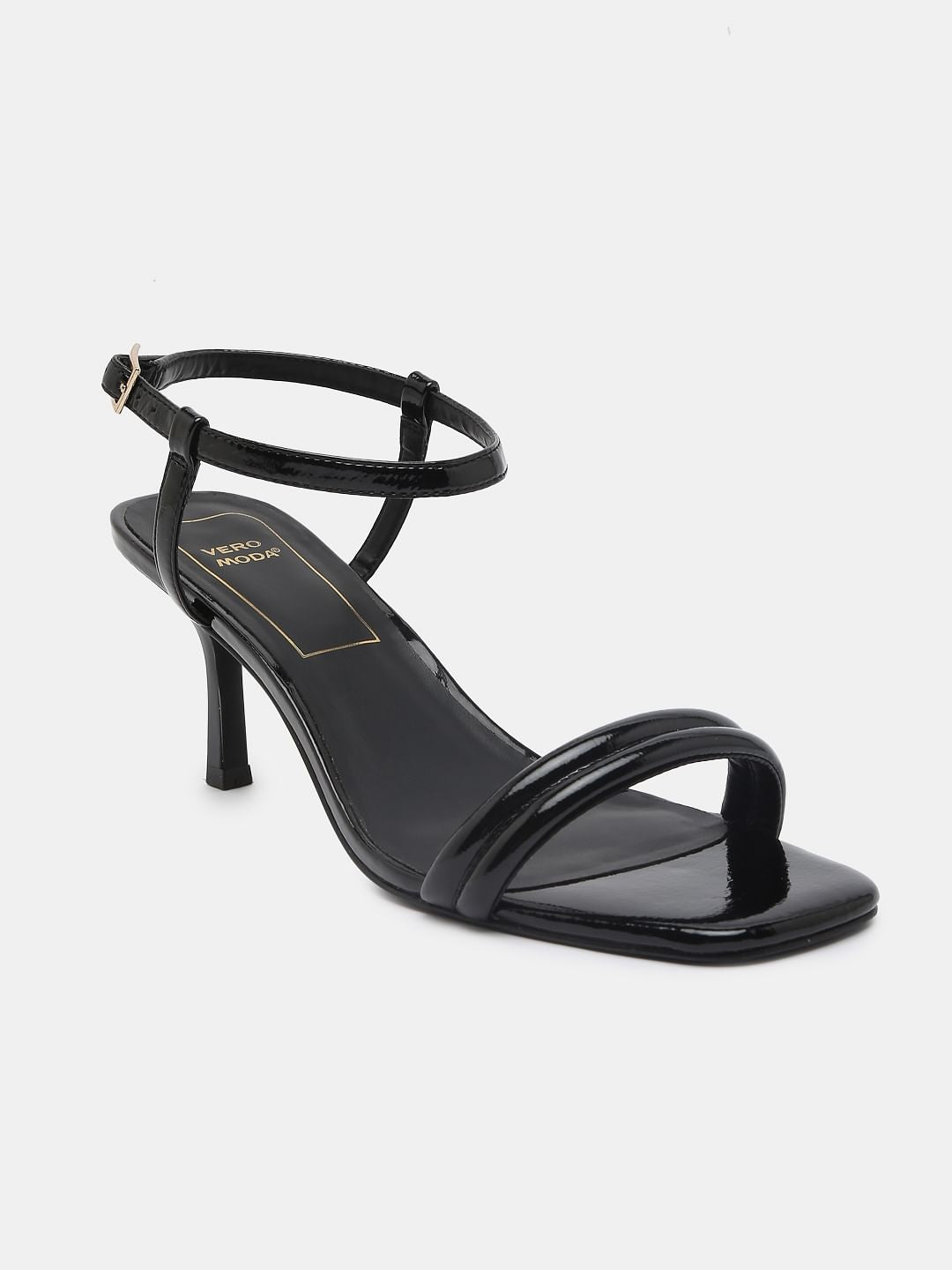 Black Kitten Heel Sandals