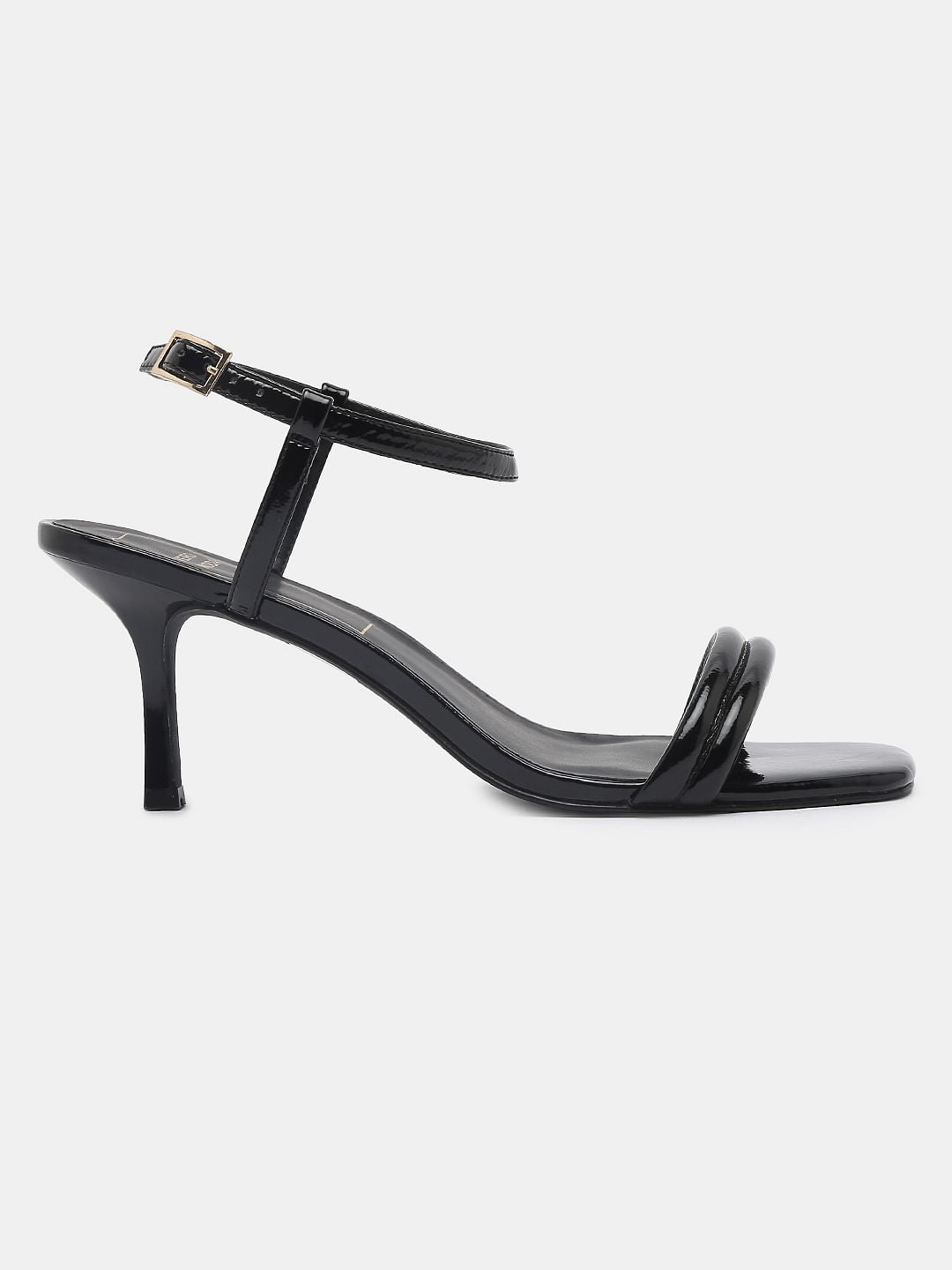 Black Kitten Heel Sandals