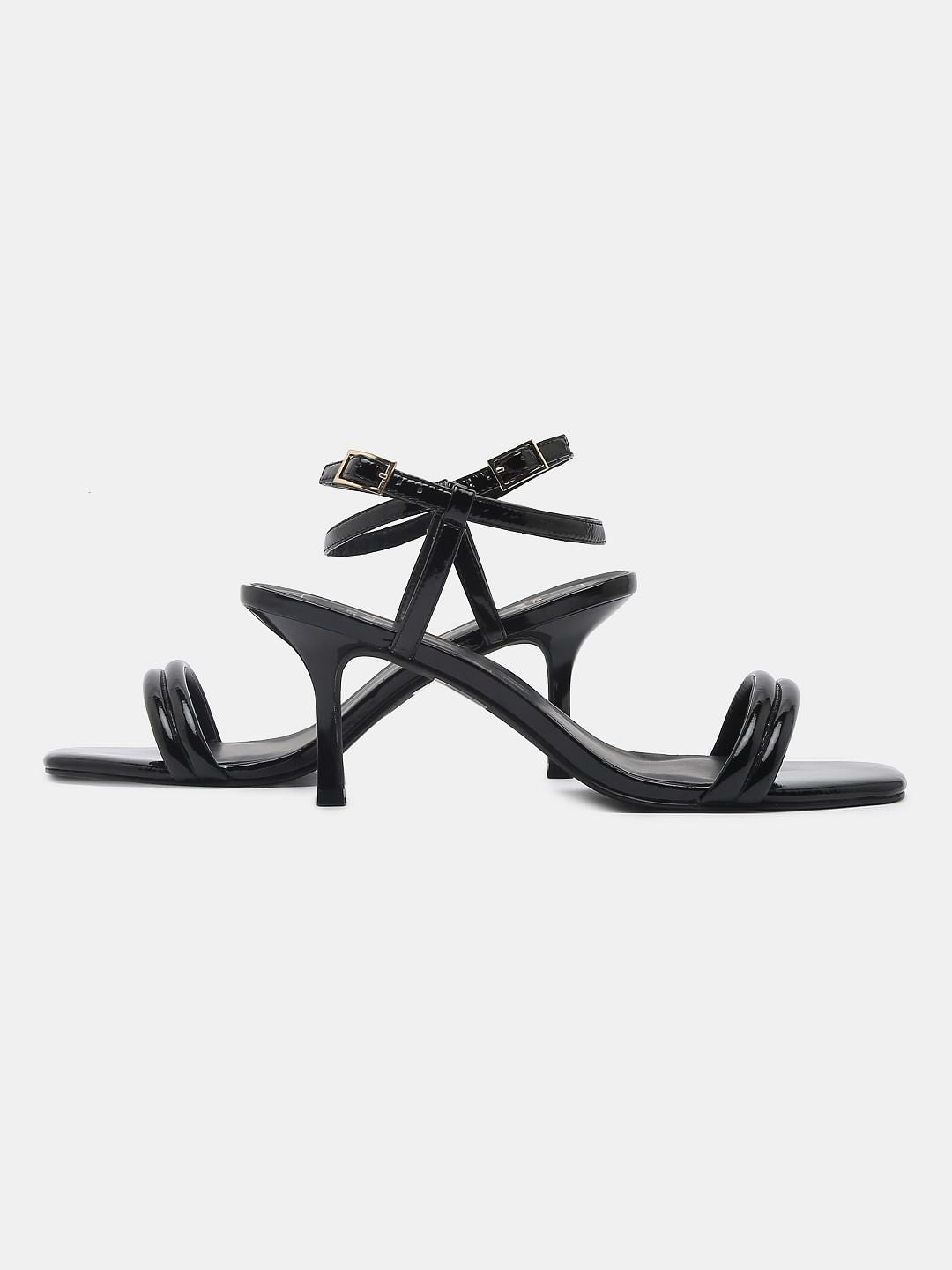 Black Kitten Heel Sandals