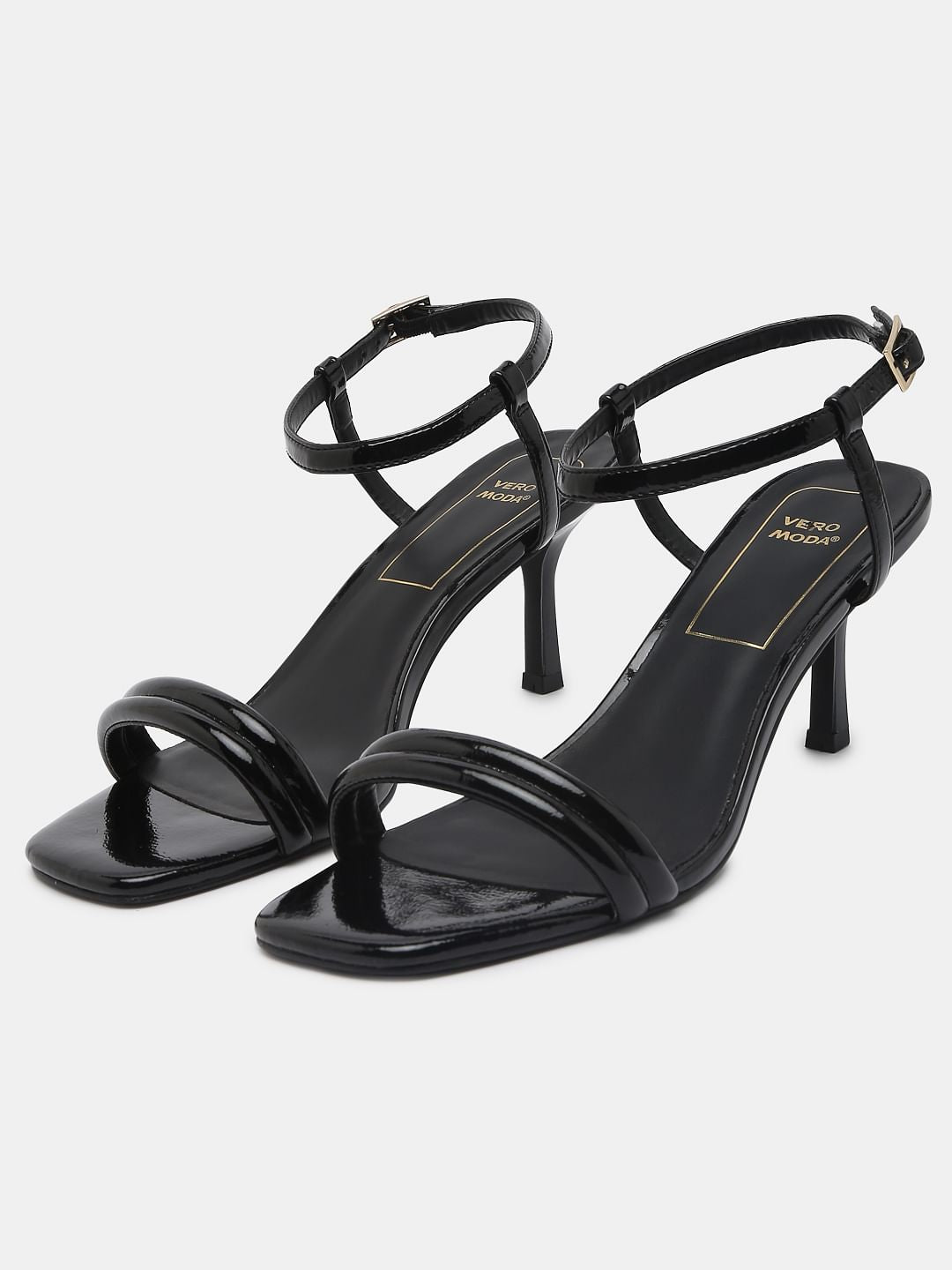 Black Kitten Heel Sandals