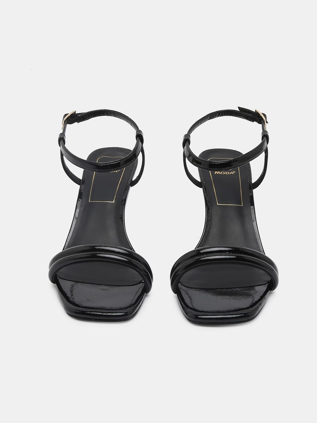 Black Kitten Heel Sandals