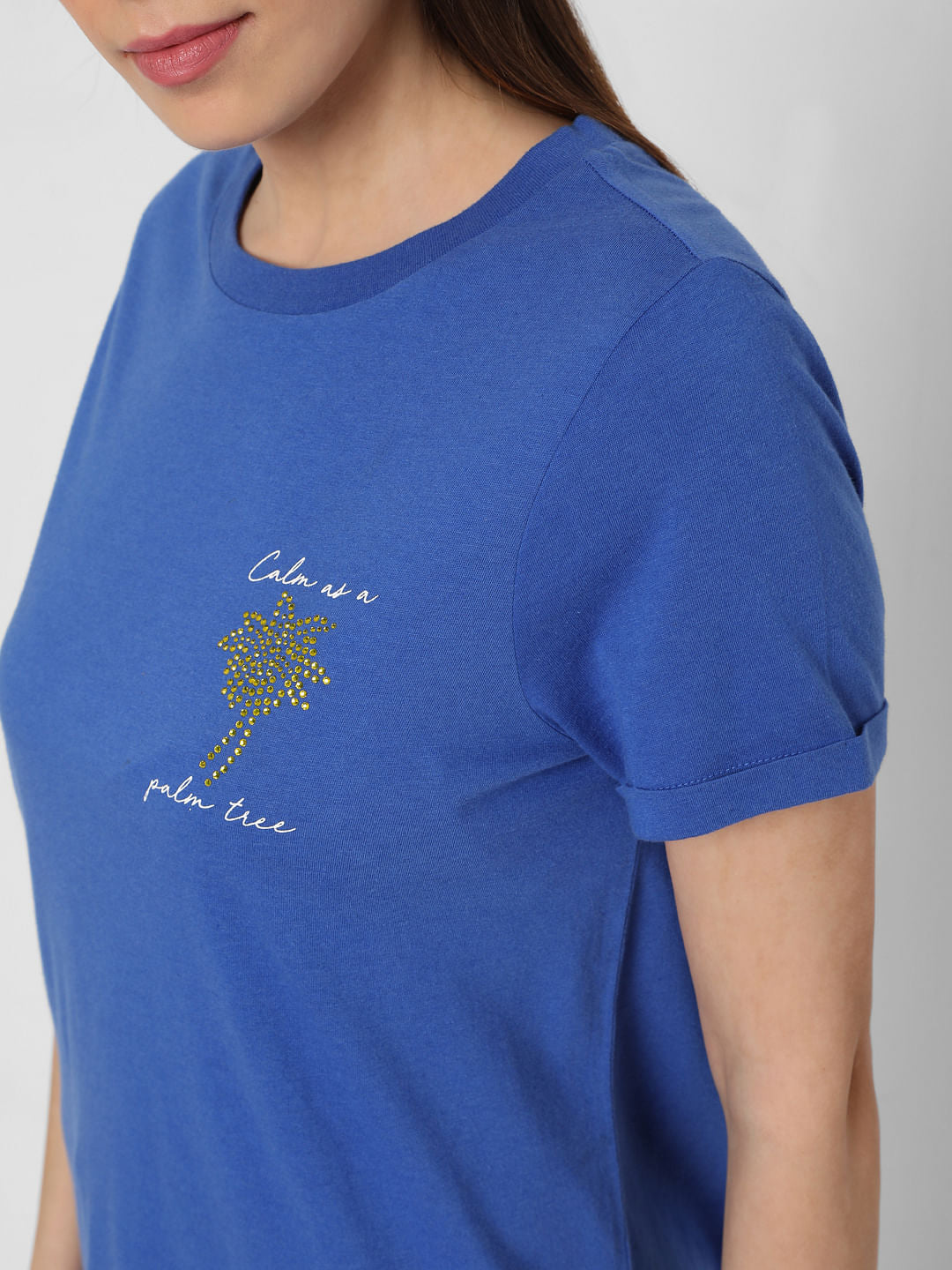 Blue Rhinestone Graphic T-Shirt