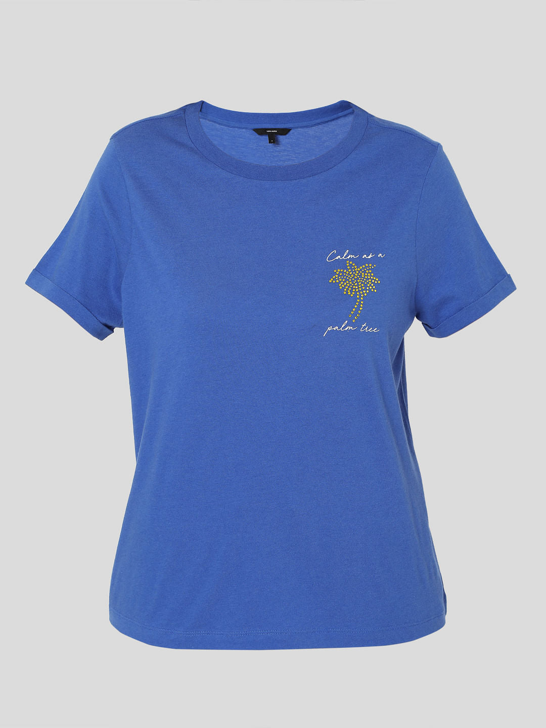 Blue Rhinestone Graphic T-Shirt