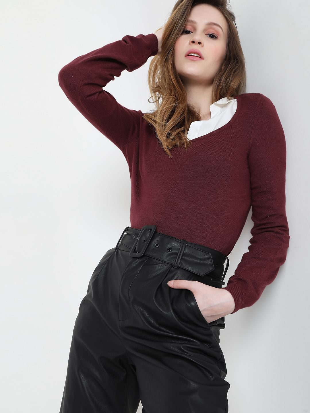 Maroon Knit Pullover