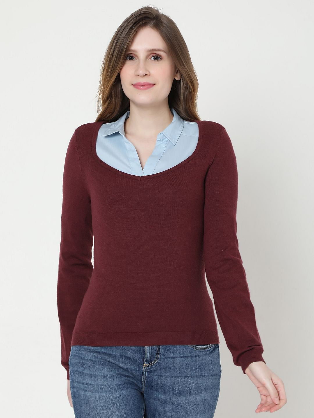 Maroon Knit Pullover