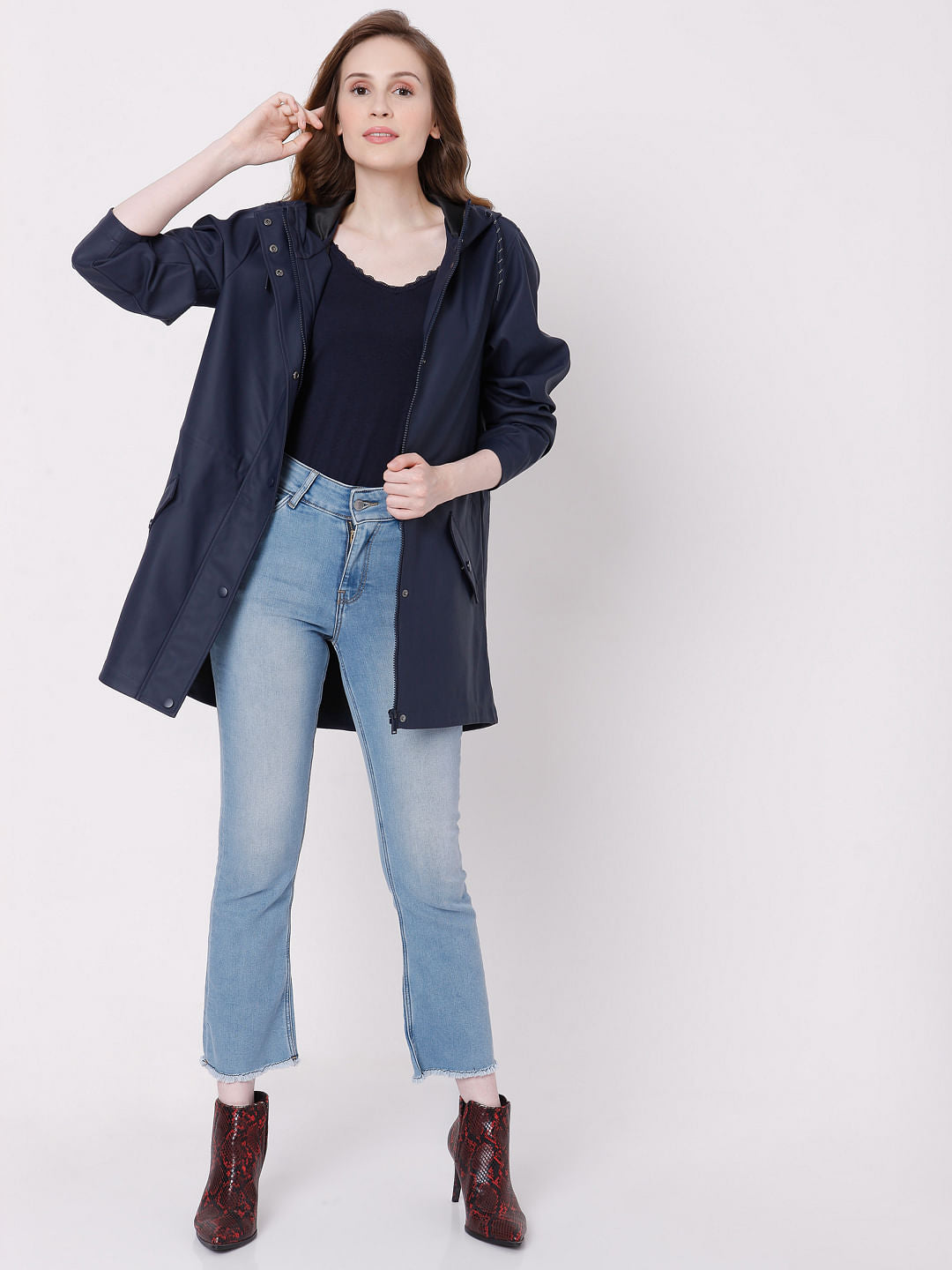 Blue Hooded Winter Jacket