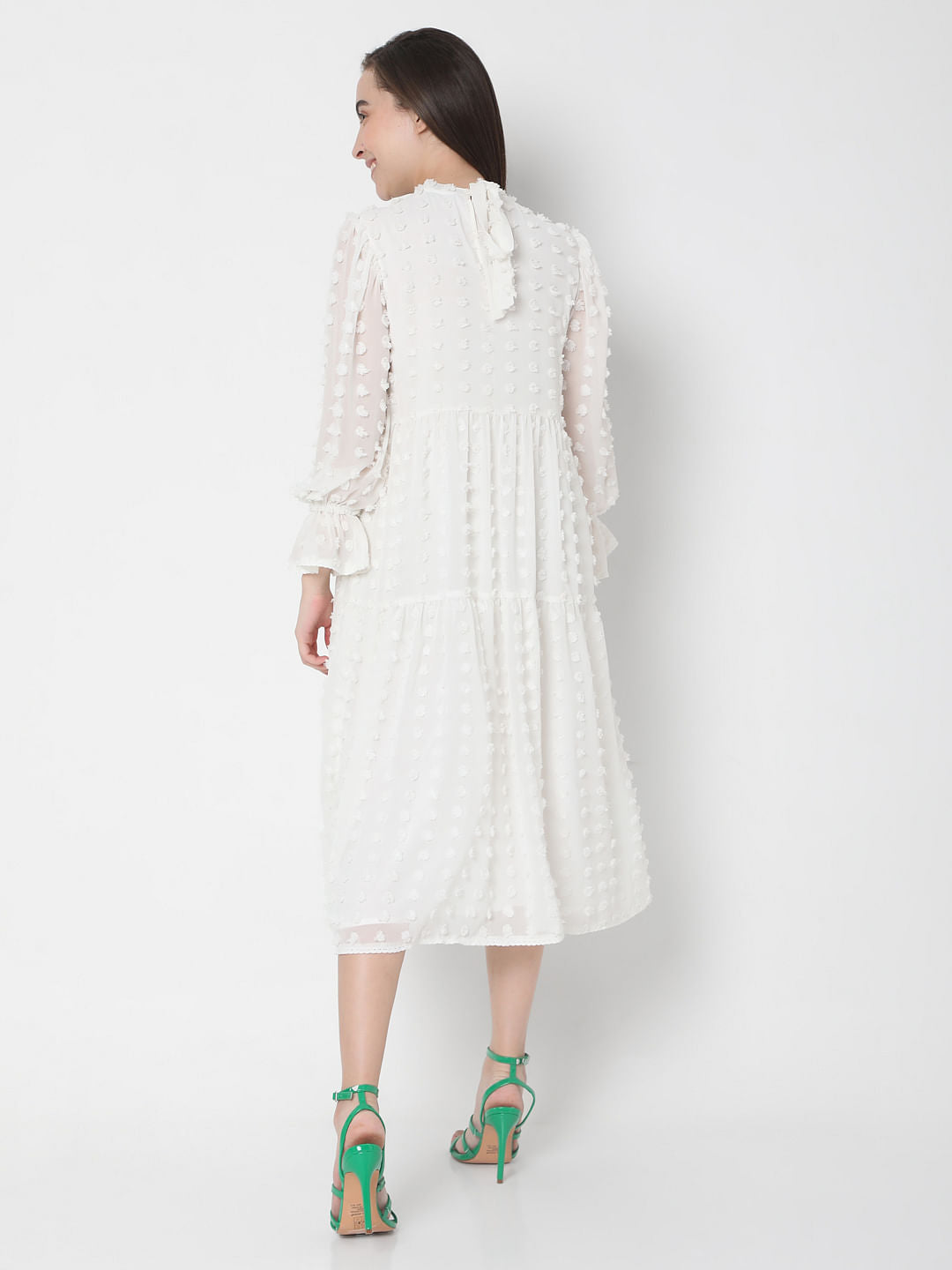 White Tiered Midi Dress