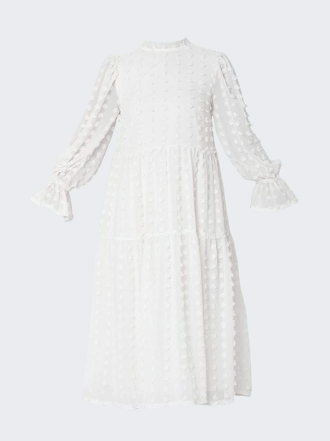 White Tiered Midi Dress