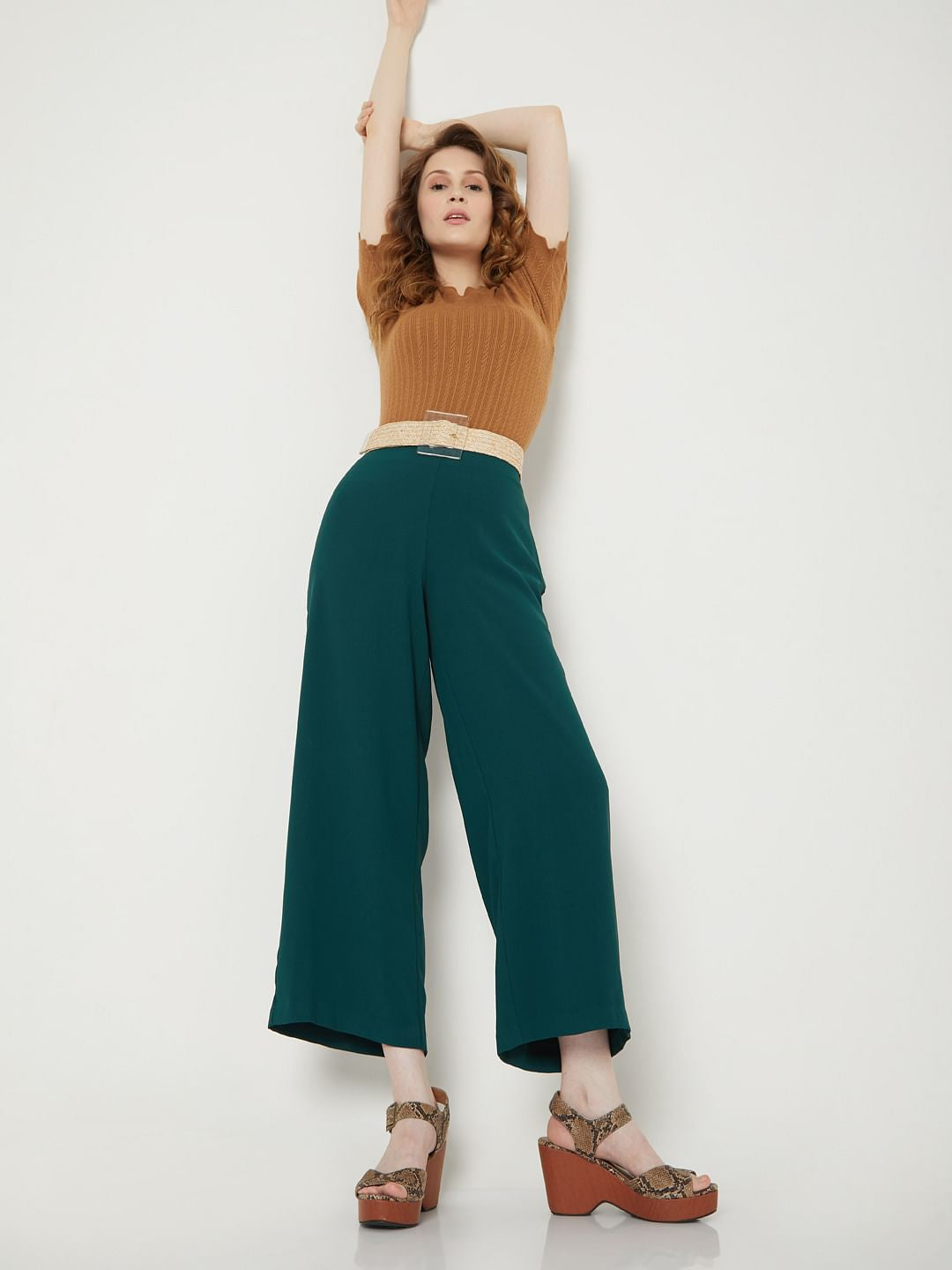 Green Wide Leg Co-Ord Set Pants