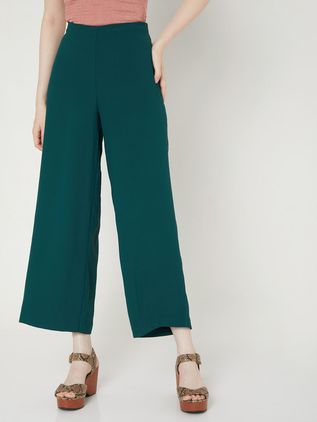 Green Wide Leg Co-Ord Set Pants