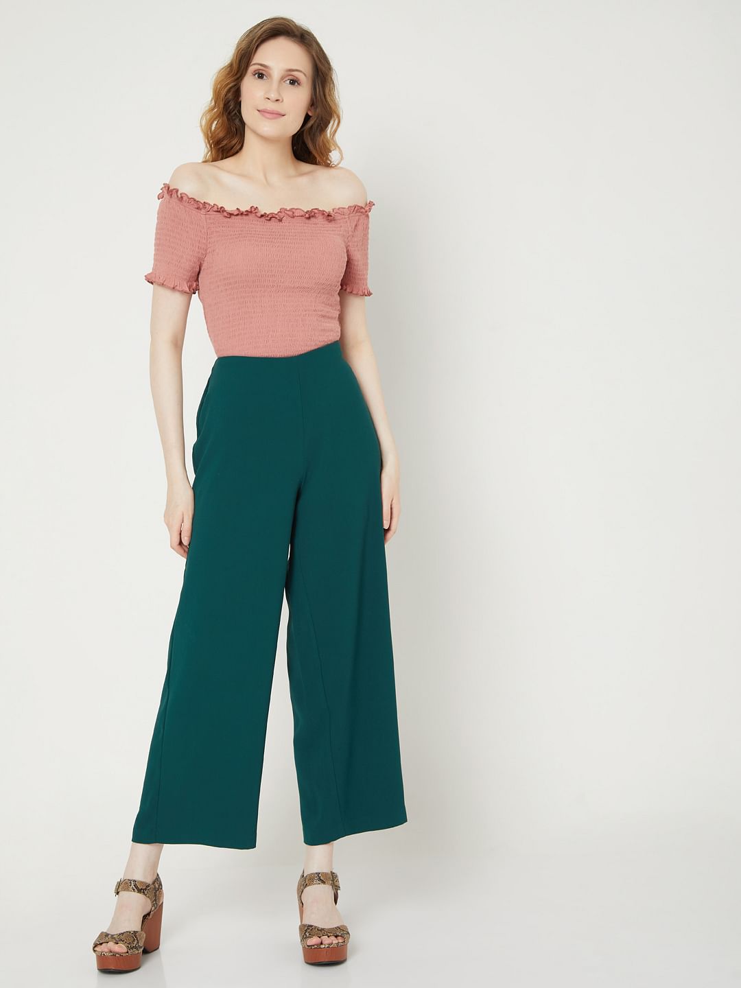 Green Wide Leg Co-Ord Set Pants