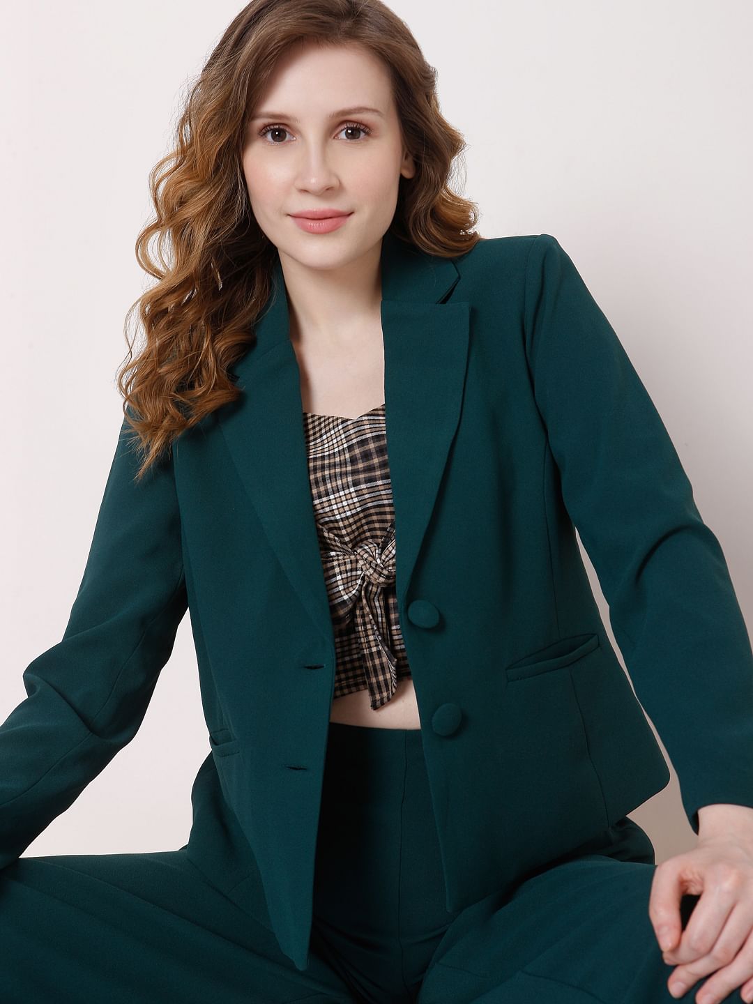 Green Tailored Co-Ord Set Blazer