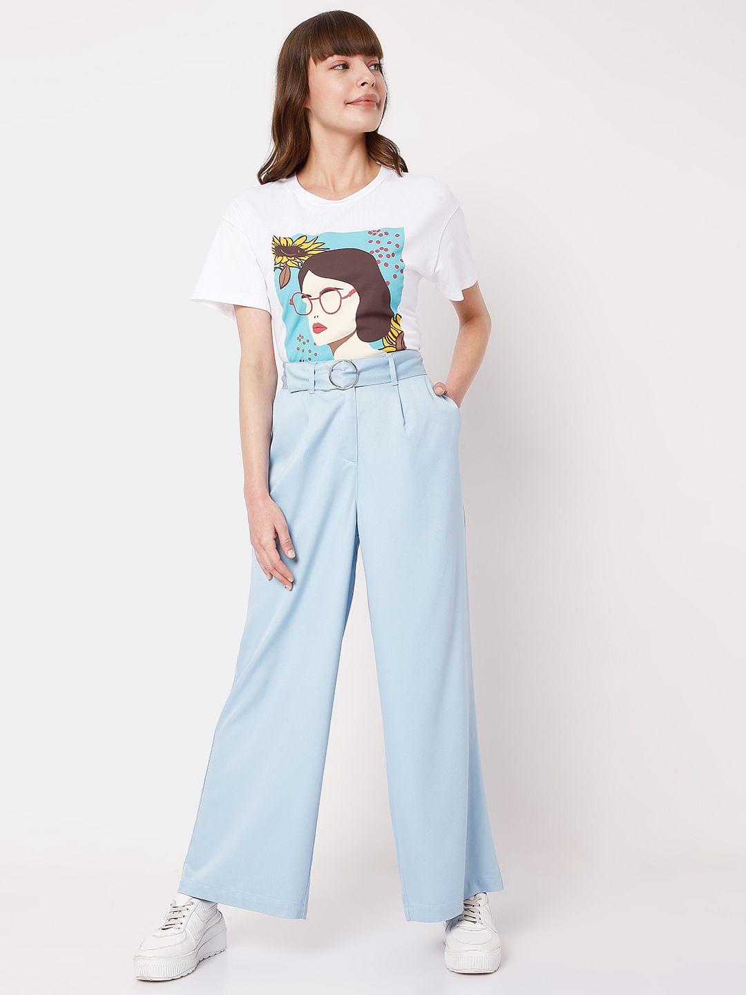 Blue High Waist Pants