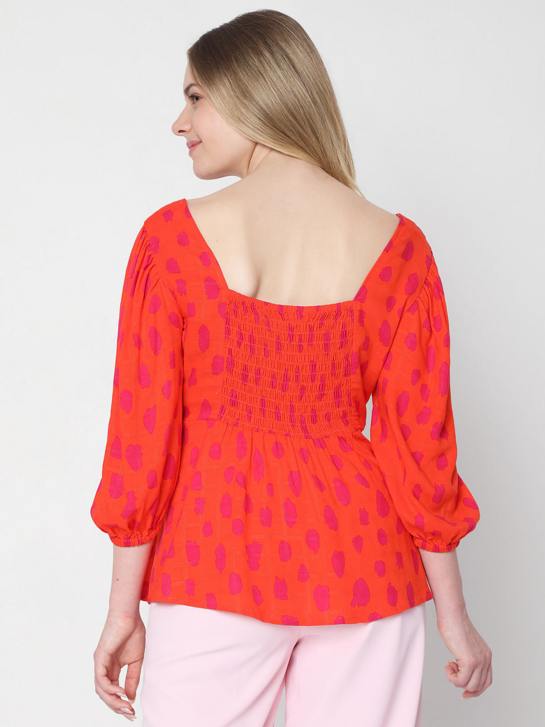 Red Abstract Print Top