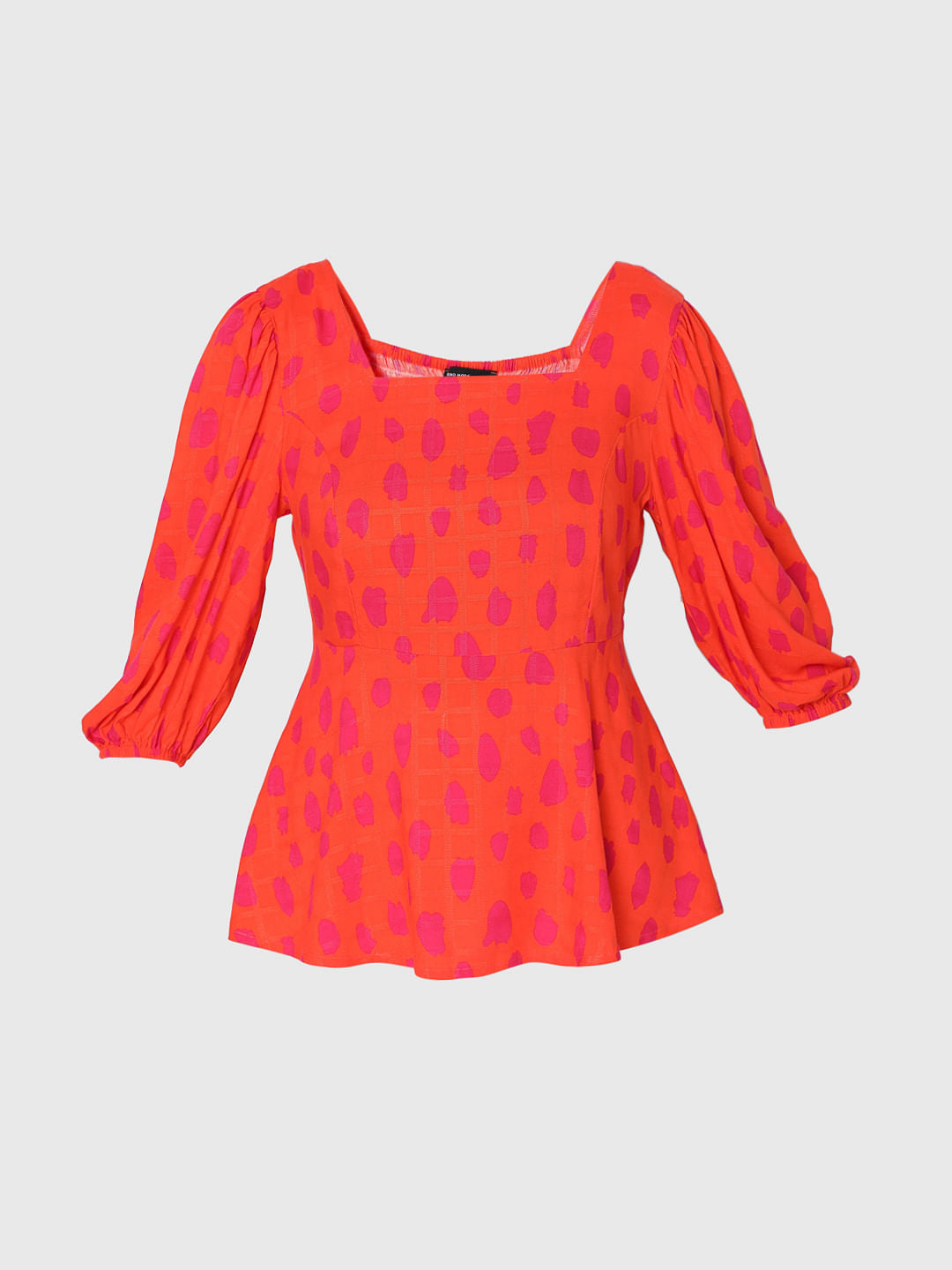 Red Abstract Print Top