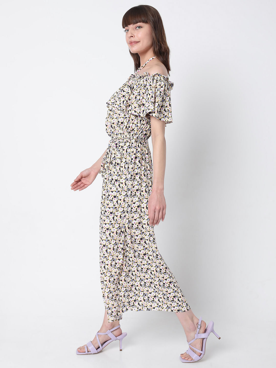 Beige Floral Maxi Dress