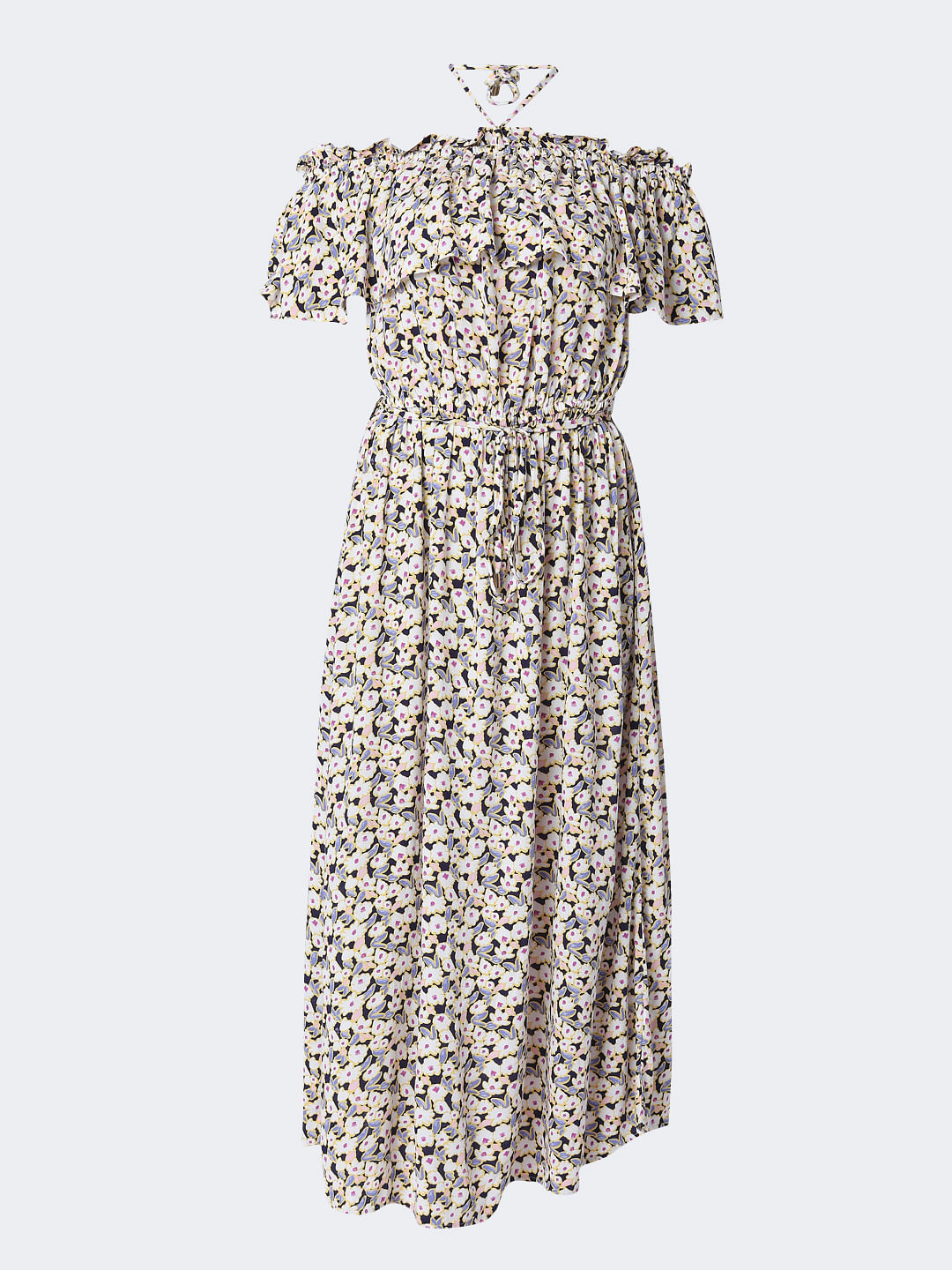 Beige Floral Maxi Dress