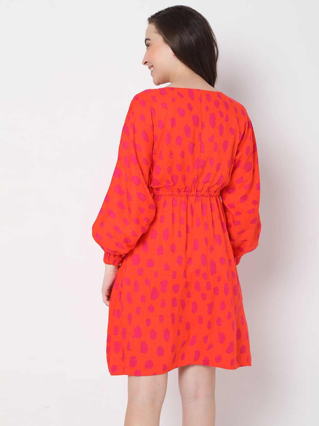 Red Polka Dot Print Shift Dress