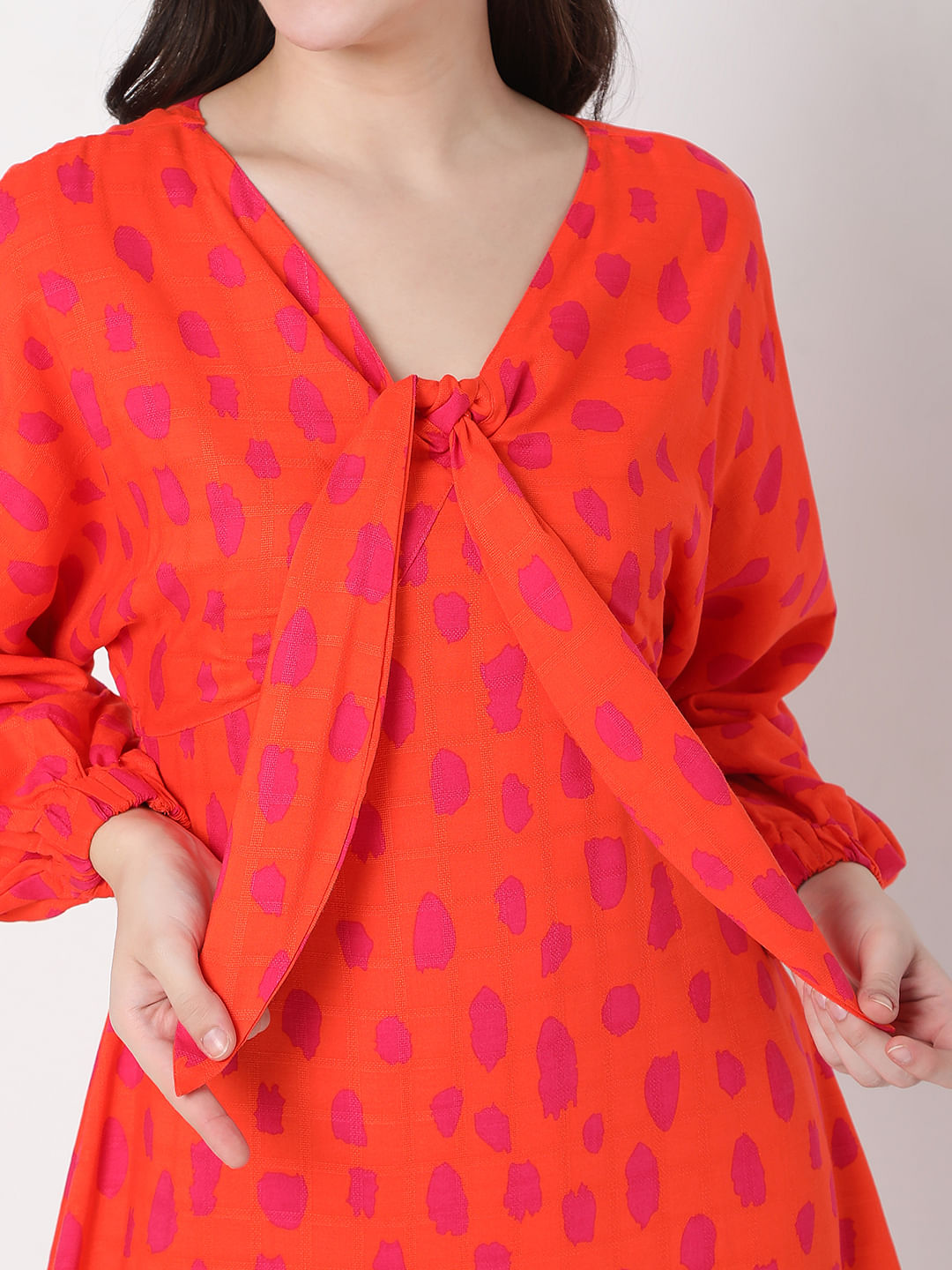 Red Polka Dot Print Shift Dress